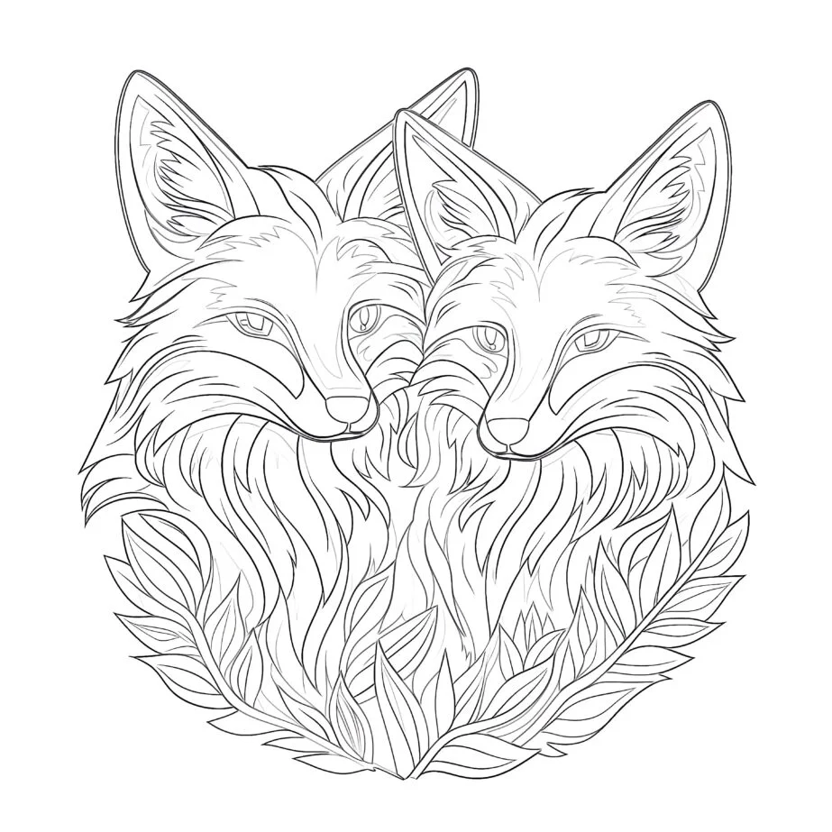 Two Foxes Coloring Page
