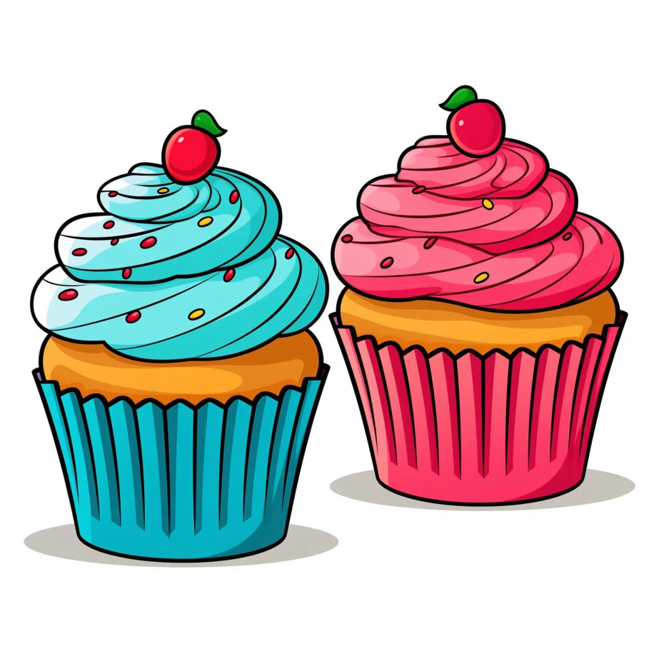 Yummy Cupcakes Coloring Page 2