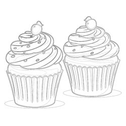 Yummy Cupcakes - Printable Coloring page