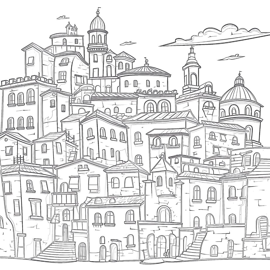 Adult Buildings Coloring Page