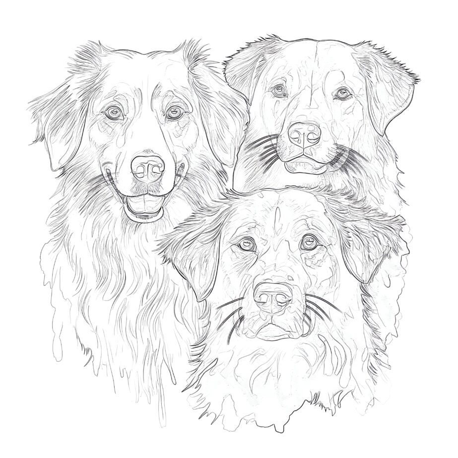 Adult Dogs Coloring Page