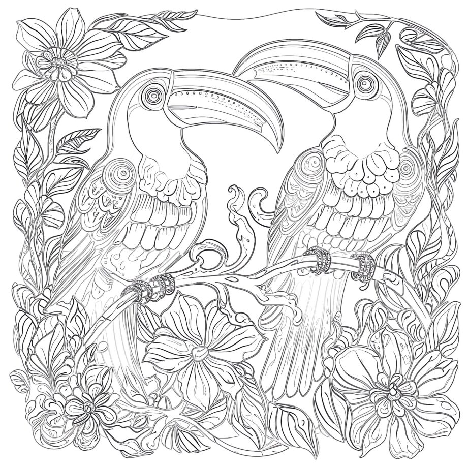 Adult Toucans Coloring Page