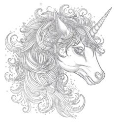 Adult Unicorn - Printable Coloring page