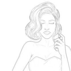 Girl with Red Lips - Printable Coloring page