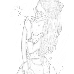 Girl with Camera - Printable Coloring page