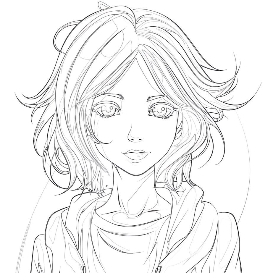 Girl Anime Coloring Page