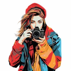 Girl With Camera Coloring Page - Origin image
