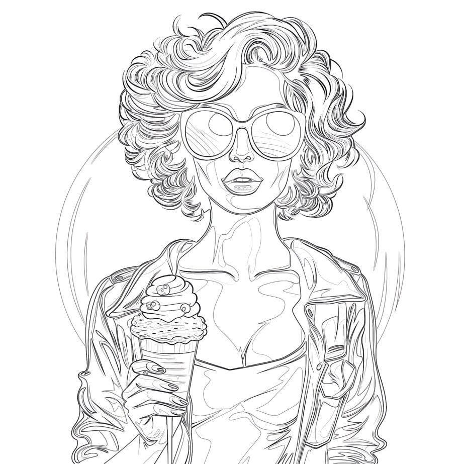 Girl With Ice Cream Coloring Page
