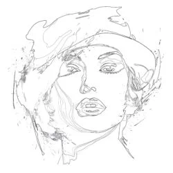 Girl With Red Lips Coloring Page - Printable Coloring page