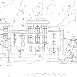 Adult Buildings - Coloring page