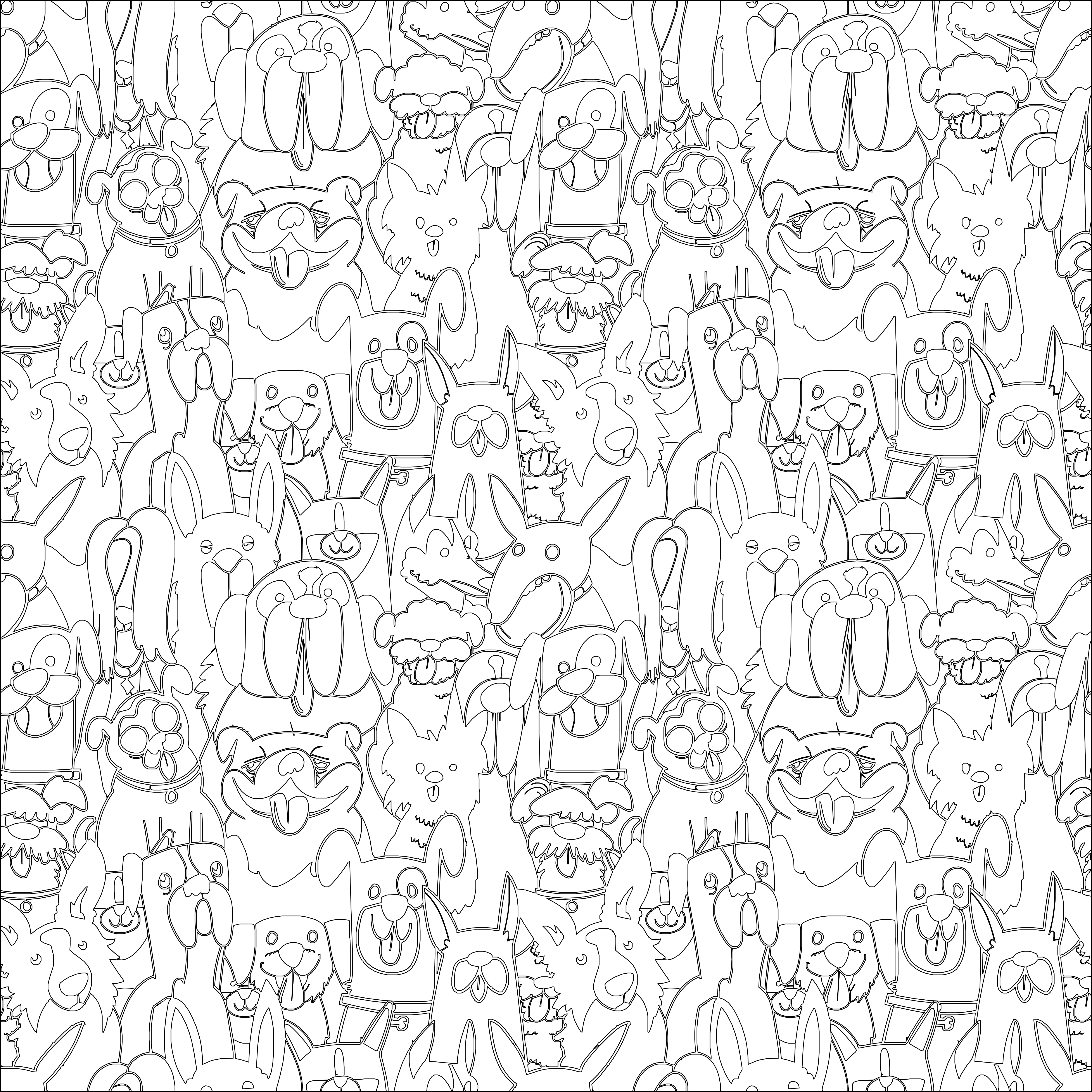 Adult Dogs - Coloring page