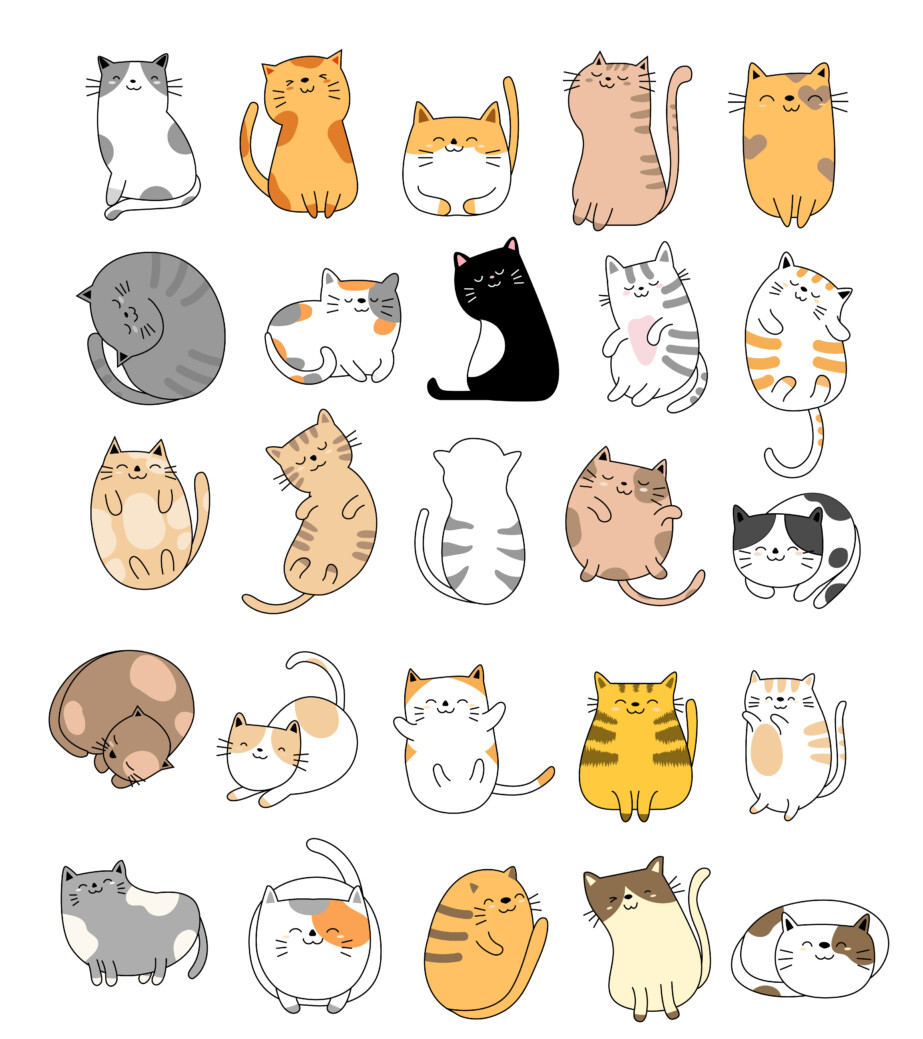Página Para Colorear de Gatos Diferentes 2