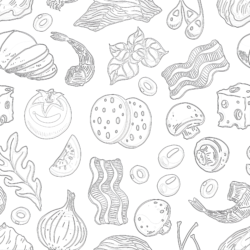 Seamless Pizza Ingredients - Printable Coloring page