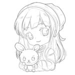 Anime Girl With Toy Rabbit Coloring Page