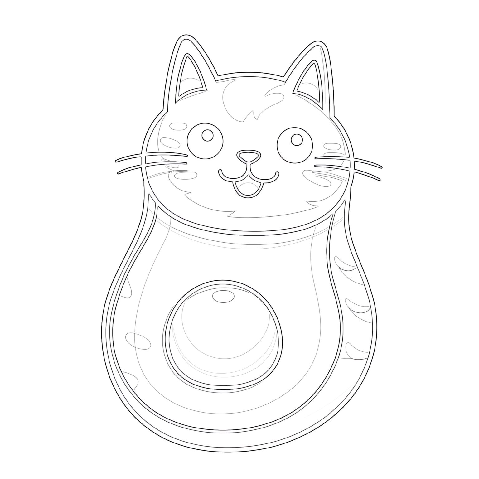 Avocado Cat Coloring Page | Coloring Pages Mimi Panda
