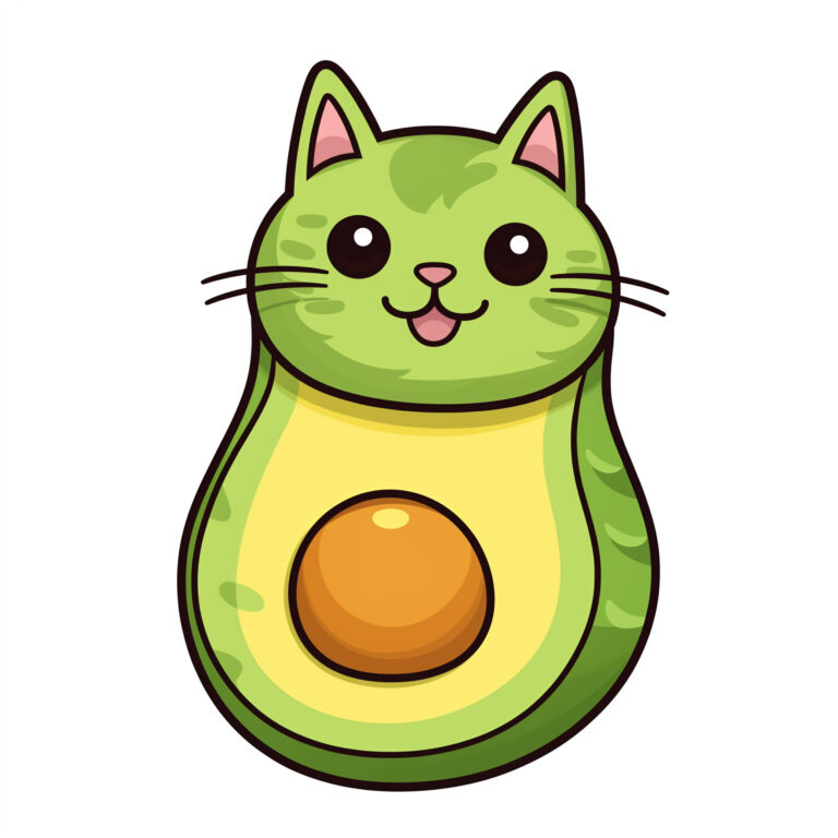 Avocado Cat Coloring Page | Coloring Pages Mimi Panda