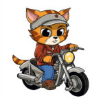 Biker Cat Coloring Page 2