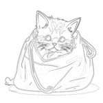 Page de Coloriage du Chat Dans le Sac