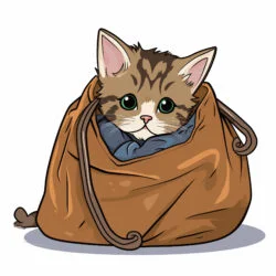 Cat in the Bag Coloring Page - Origin image
