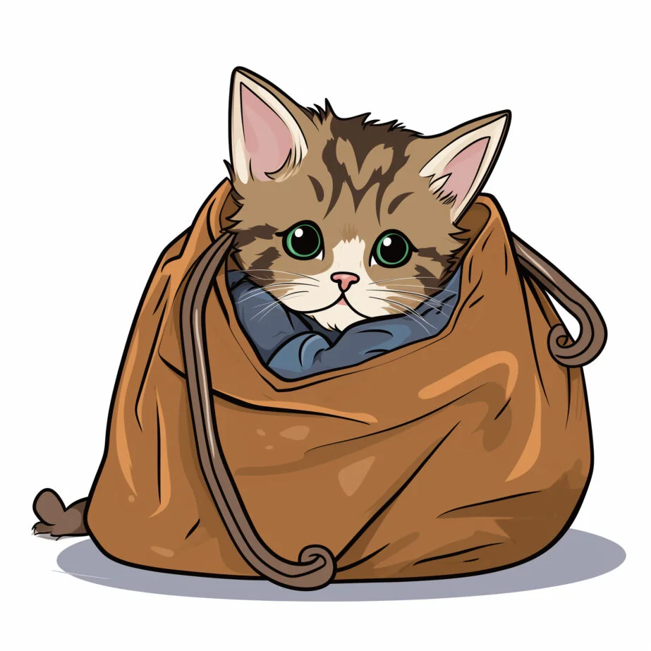 Cat in the Bag Coloring Page Coloring Pages Mimi Panda