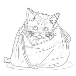 Cat in the Bag - Printable Coloring page