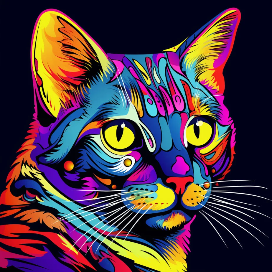 Cat Pop-Art Coloring Page 2