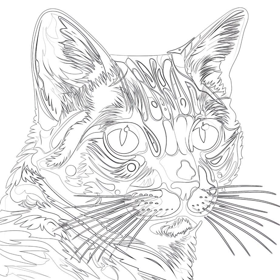 Cat Pop-Art Coloring Page