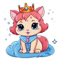 Cat Princess Coloring Page - Origin image