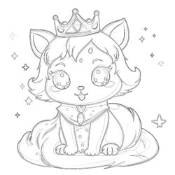 Cat Princess - Printable Coloring page