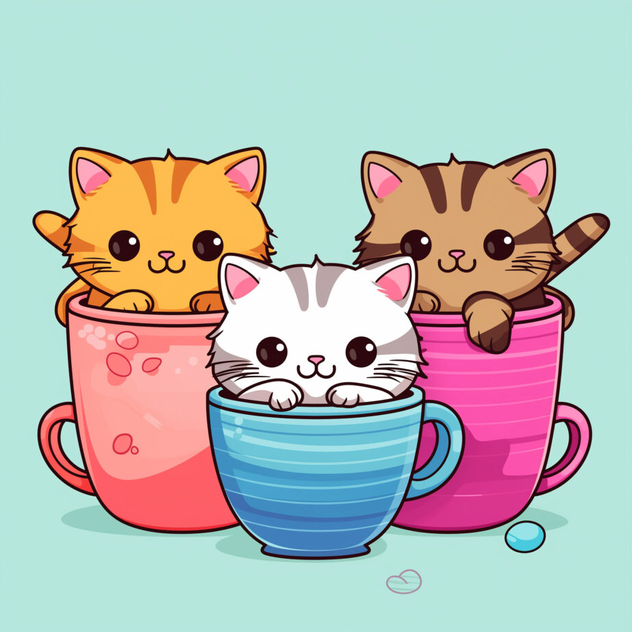 Cats in Cups Malvorlage 2