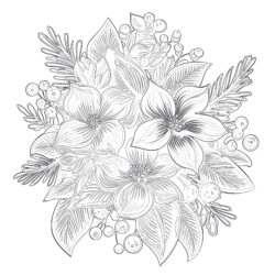 Christmas Plant And Floral - Printable Coloring page