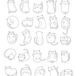 Different Cats Coloring Page - Printable Coloring page