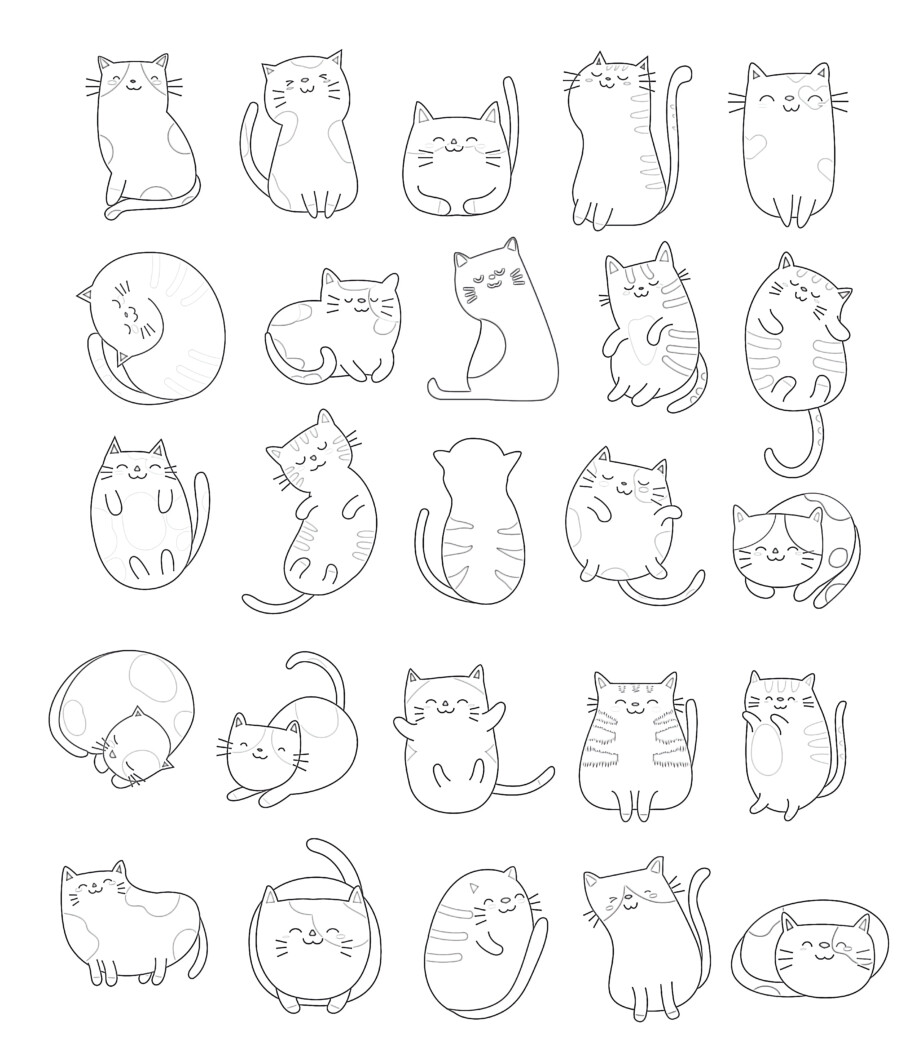 Página Para Colorear de Gatos Diferentes