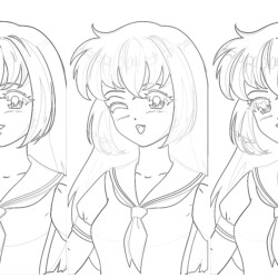 Anime Girls Wearing Japanese School Uniform - Printable Coloring page