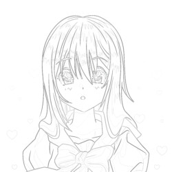 Anime Black Haired Girl - Coloring page