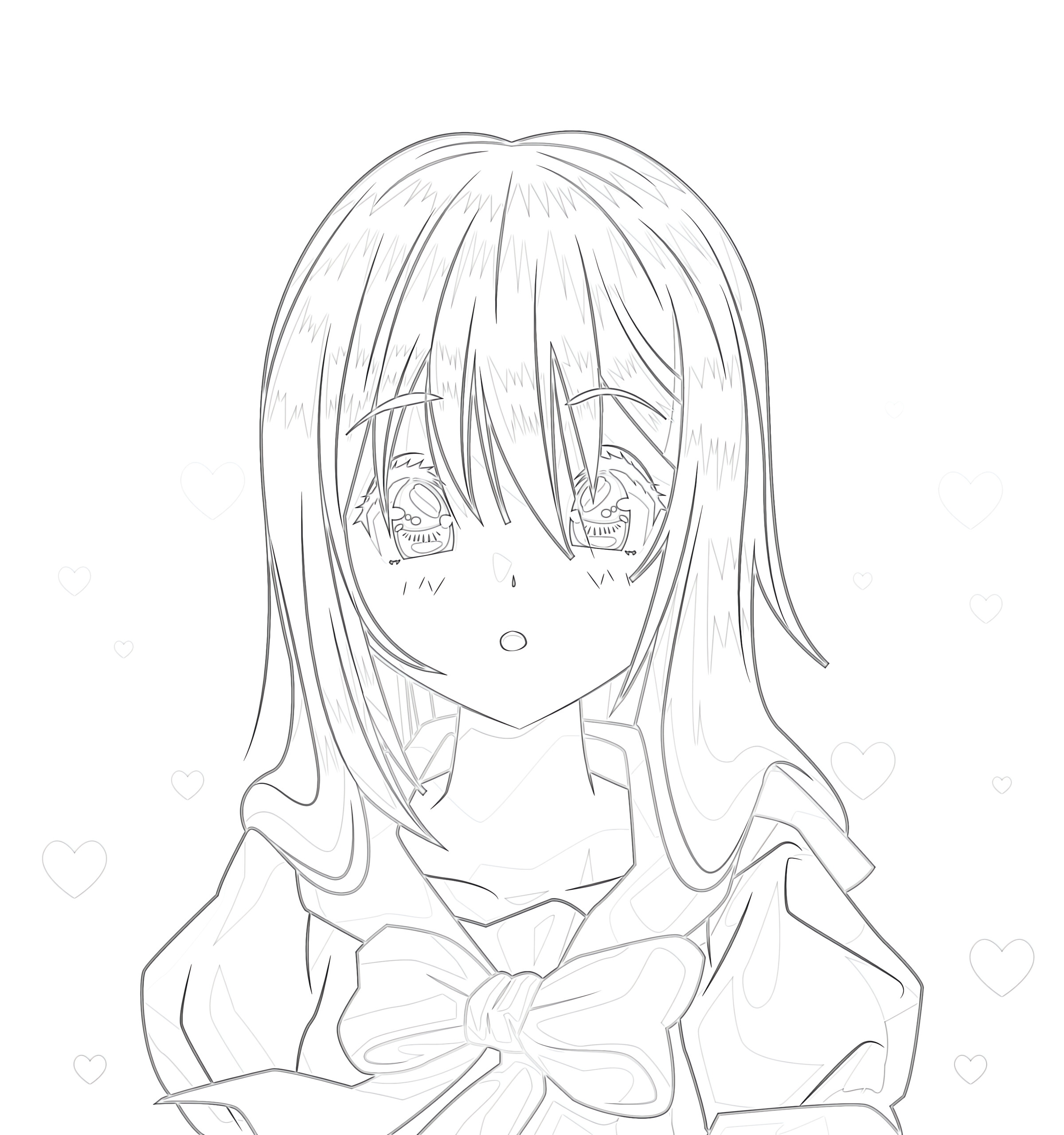 Young Woman Anime Style Character - Coloring page