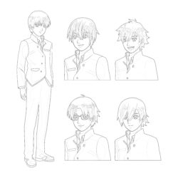 Set Of Male Face Anime - Printable Coloring page