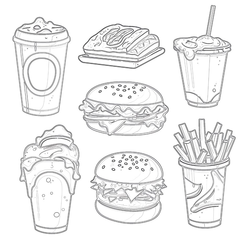 Fast Food Coloring Page