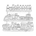 Food Products On Shop Self Coloring Page
