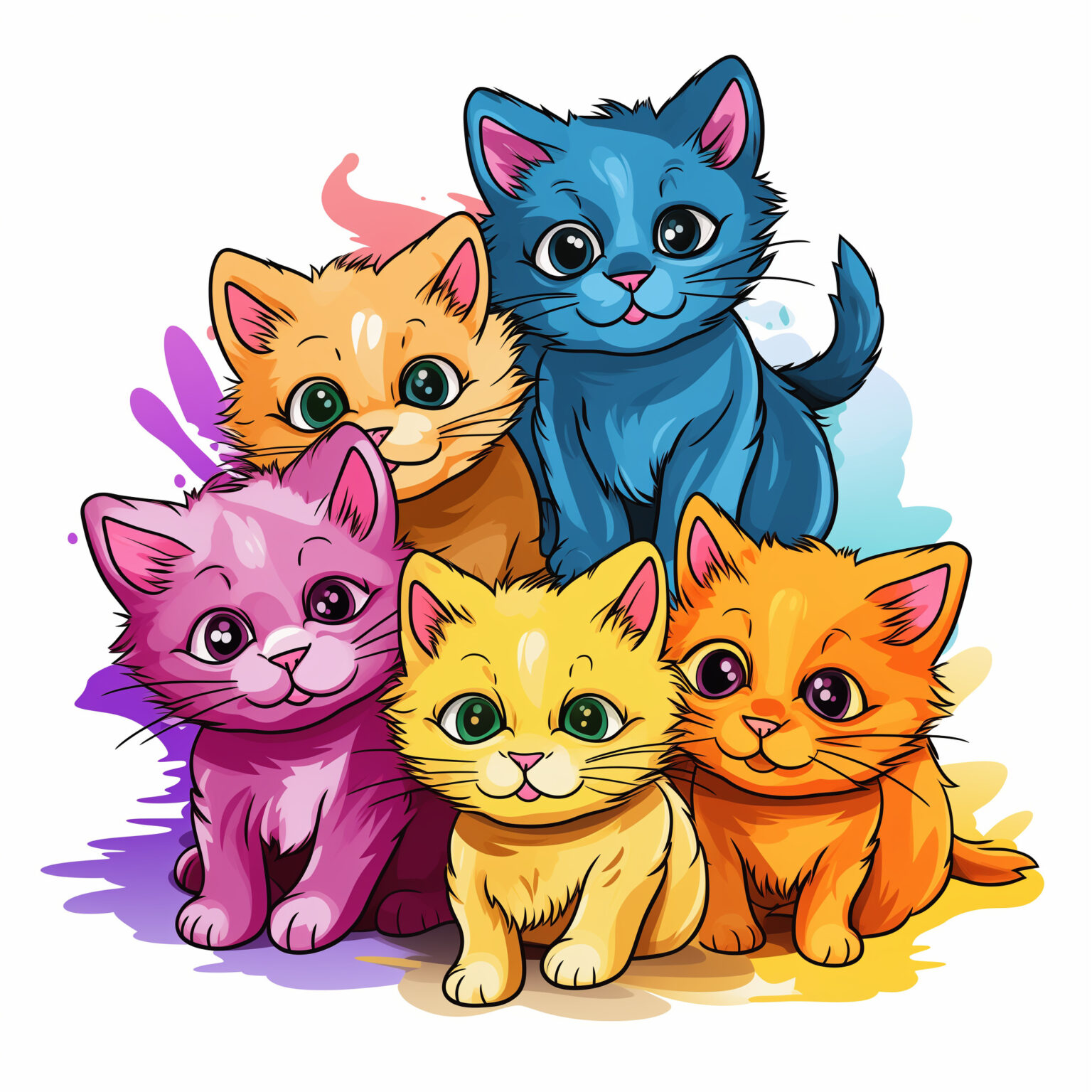 Funny Cats Coloring Page | Coloring Pages Mimi Panda