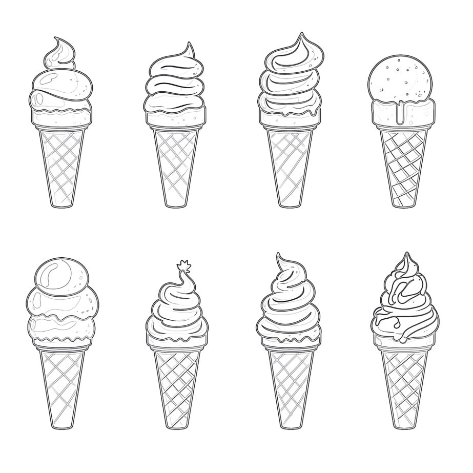 Ice Cream Collection Coloring Page