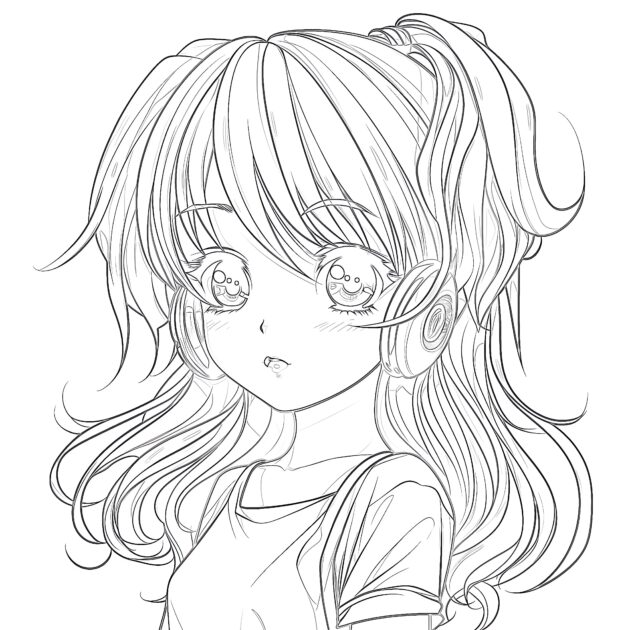 Printable Manga Anime Girl Coloring Page - Mimi Panda