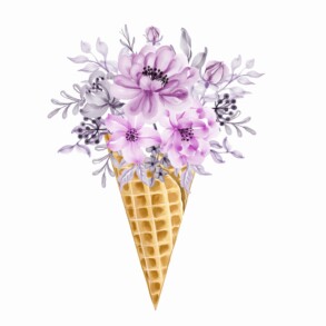 Pink Wild Flower Bouquet Ice Cream Cone - Original image