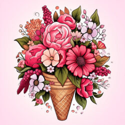 Pink Wild Flower Bouquet Ice Cream Cone - Origin image