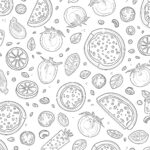 Seamless Pizza Ingredients Coloring Page