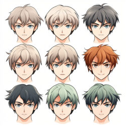 Set Of Male Face Anime - Origin image