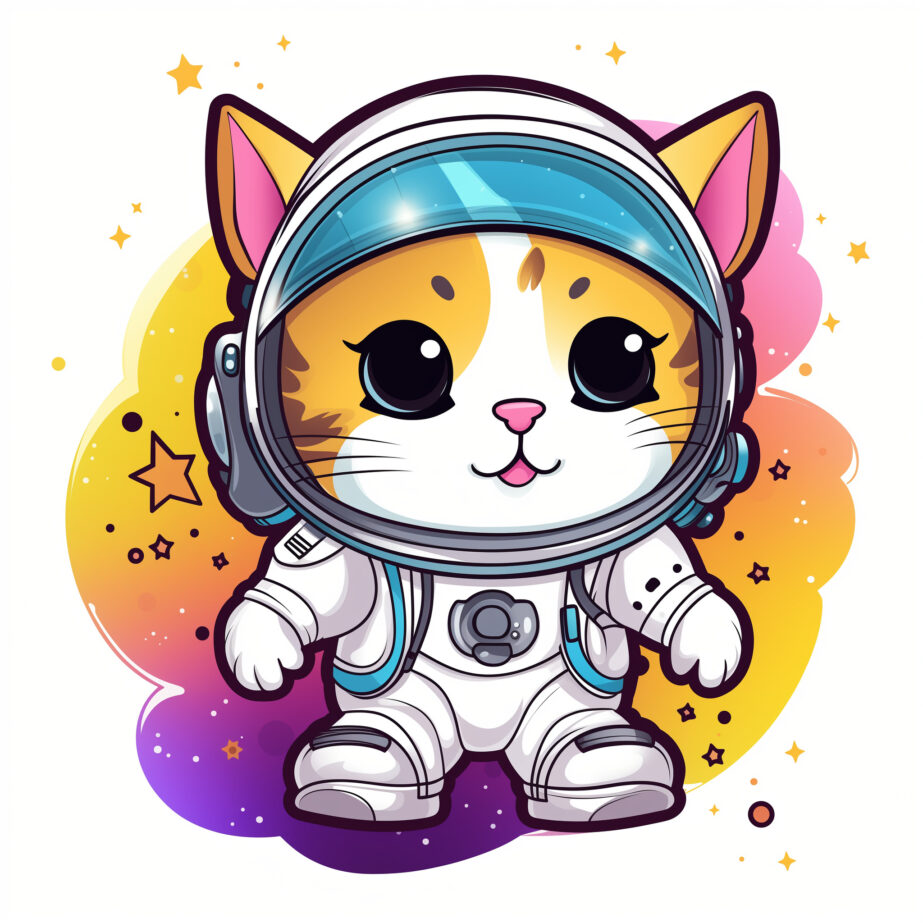 Space Cat Coloring Page 2