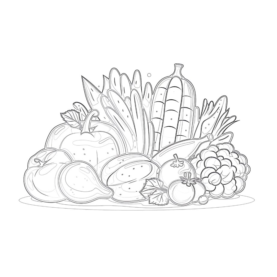 Vegetable And Fruit Coloring Page