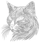 ゼンタングル猫塗り絵ページ