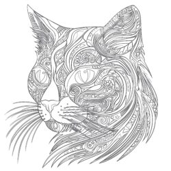 Zentangle Cat - Printable Coloring page
